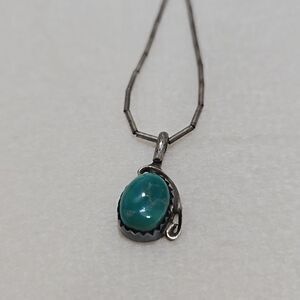 Vintage Navajo Tuquoise Sterling Silver Necklace